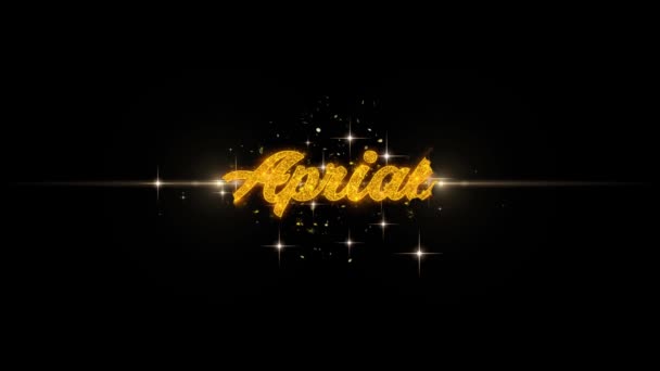 Avril Golden Text Particules clignotantes avec affichage de feux d'artifice dorés — Video