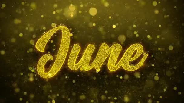 Junio Deseos Tarjeta de felicitación, Invitación, fuegos artificiales de celebración — Vídeo de stock