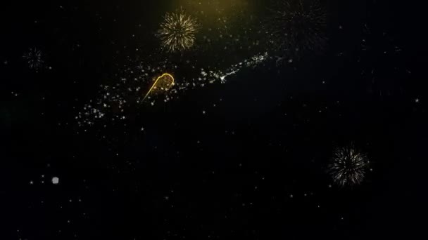 Août particules d'or écrites explosant feux d'artifice affichage — Video