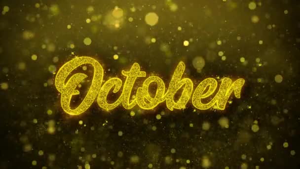 Outubro Desejos Cartão de felicitações, Convite, Fogos de artifício de celebração — Vídeo de Stock