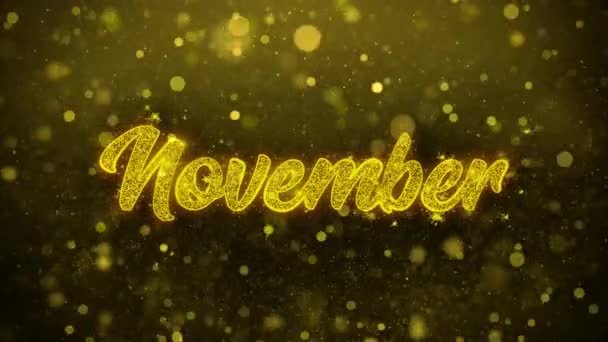 November önskemål Hälsningar kort, inbjudan, firandet fyrverkeri — Stockvideo