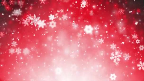 Red Falling Snowflakes Background. Loopable e con Alpha Matte . — Video Stock