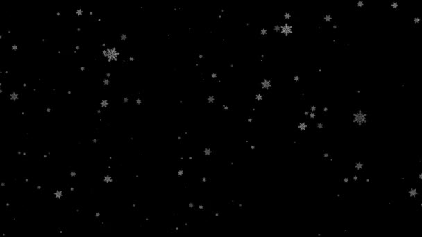 Tema azul de fondo de Navidad, con brillantes copos de nieve cayendo y luces — Vídeos de Stock