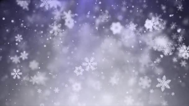 Tema azul de fondo de movimiento de Navidad con luces de copo de nieve en elegante — Vídeos de Stock
