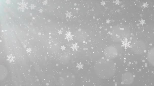 Flocons de neige sur fond blanc. Noël d'hiver et design du Nouvel An — Video