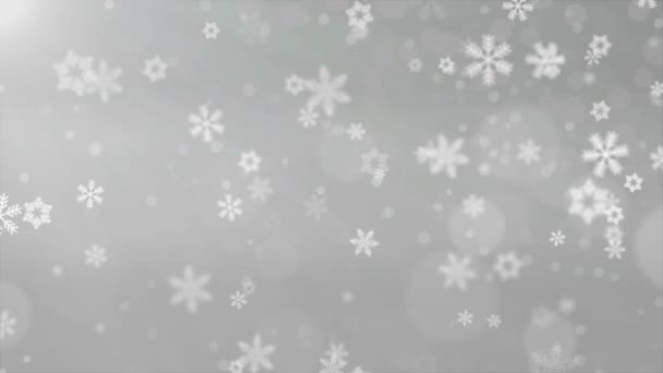 Vánoční pozadí červená téma, zářivé sněhové vločky padající a světla. Částice sněhová vločka sněžení bezproblémově smyčky černé alfa fabion animace