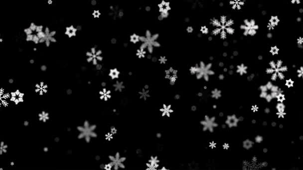 Fallender Schnee mit transparentem Alpha-Looping-Animationshintergrund. — Stockvideo