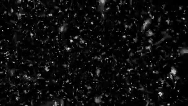 Astratto veloce caduta fiocchi di neve particelle neve polvere verde nero schermo Loop Animazione — Video Stock