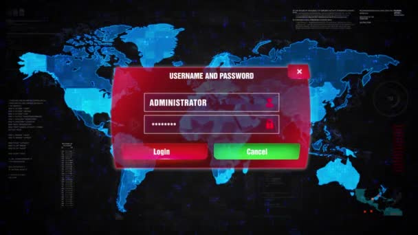 Ataque de Alerta de Coelho Mau no Mapa Mundial da Tela . — Vídeo de Stock