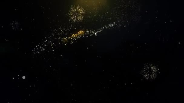 Feliz Dia dos Namorados Escrito Ouro Partículas Explodindo fogos de artifício Display — Vídeo de Stock