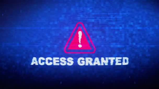 Access Granted Text Digital Noise Twitch Glitch Distortion Effect Error Animation.