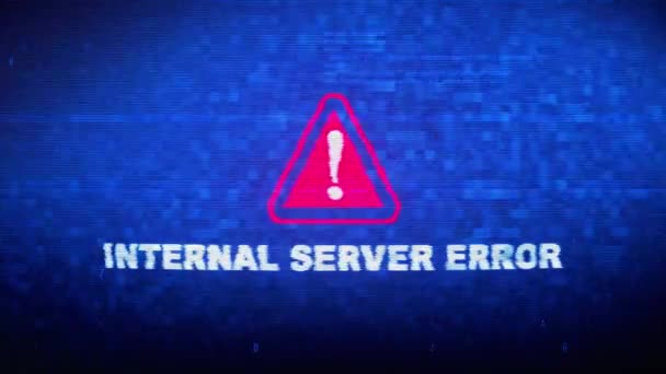 Interne server fouttekst digitale ruis twitch glitch Distortion effect error animatie. — Stockvideo