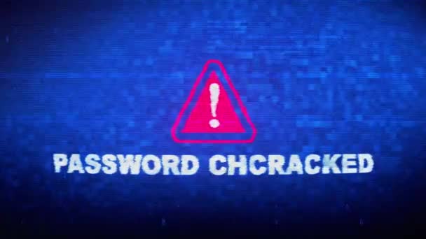 Passwort geknackt Text Digital Noise Twitch Glitch Verzerrungseffekt Fehleranimation. — Stockvideo