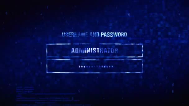 Password ChCRACKED Text Digital Noise Twitch Glitch Distortion Effect Error Animation. — Stock Video