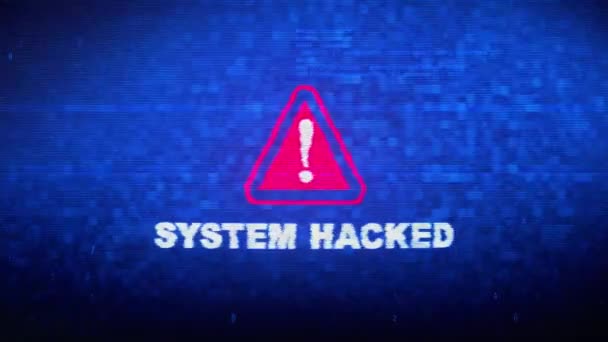 System Hacked Text Digital Noise Twitch Glitch Distortion Effect Error Animation. — Stock Video