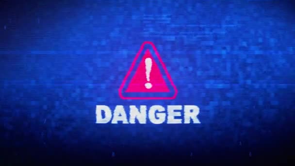 Danger Text Digital Noise Twitch Glitch Distortion Effect Error Animation. — Stok Video