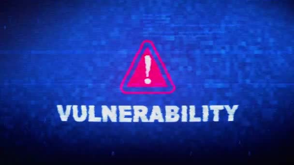 Vulnerability Text Digital Noise Twitch Glitch Distortion Effect Error Animation. — Stock Video