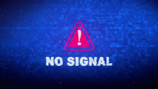 Ingen signal text Digital Noise Twitch glitch förvrängning effekt fel animation. — Stockvideo