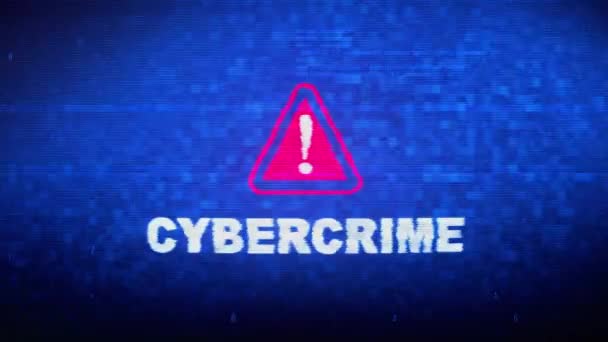 Cybercrime szöveg digitális zaj Twitch glitch torzítás hatás hiba animáció. — Stock videók