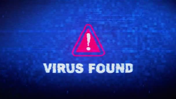 Virus trouvé Texte Bruit numérique Twitch Glitch Effet de distorsion Erreur Animation . — Video