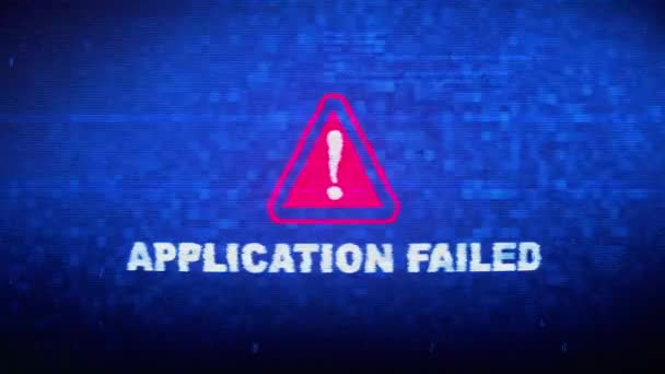 Application Failed "Digital Noise" Effect Effect Effect Error Loop Animation . — стоковое видео
