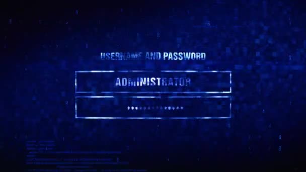 Texto protegido de datos Ruido digital Twitch Glitch Efecto de distorsión Animación de errores . — Vídeo de stock