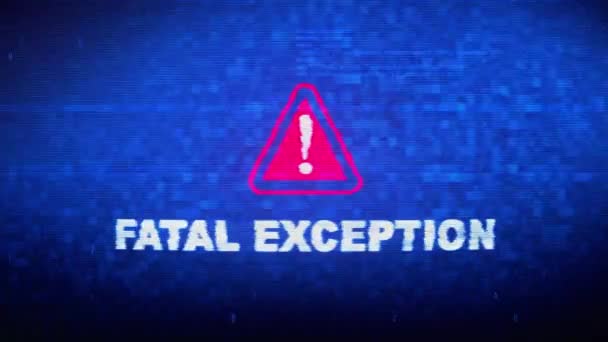 Excepción fatal Texto Ruido digital Twitch Glitch Efecto de distorsión Error Loop Animation . — Vídeos de Stock