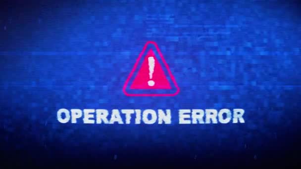 Operazione Errore Testo Rumore digitale Twitch Glitch Distorsione Effetto Errore Loop Animazione . — Video Stock