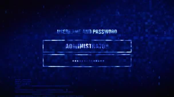 Testo protetto da password Rumore digitale Twitch Glitch Effetto distorsione Animazione errore . — Video Stock