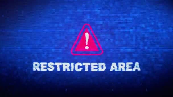 Restricted Area Text Digital Noise Twitch Glitch Distortion Effect Error Loop Animation. — Stock Video