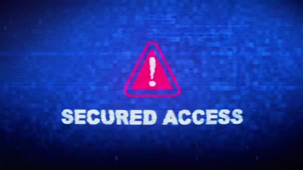 Acceso seguro Texto Ruido digital Twitch Glitch Efecto de distorsión Error Loop Animation . — Vídeo de stock