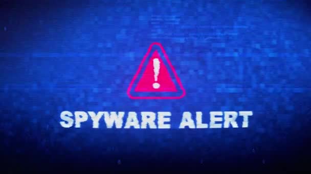 Spyware Alerta Texto Noise Digital Twitch Glitch Distorção Efeito Erro Loop Animação . — Vídeo de Stock