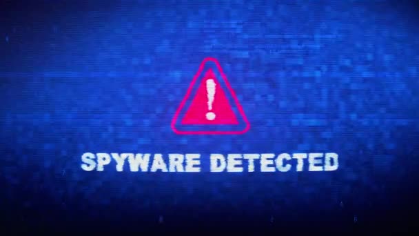 Spyware Texte détecté Bruit numérique Twitch Effet de distorsion Glitch Animation de boucle d'erreur . — Video