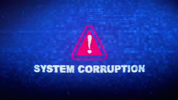 System Korruption Text digitales Rauschen Zucken Störung Verzerrungseffekt Fehler Schleifenanimation. — Stockvideo