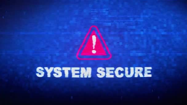 System Secure Text Digital Noise Twitch Glitch Distortion Effect Error Loop Animation. — Stock Video