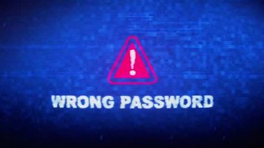 Yanlış Parola Metni Dijital Gürültü Tuşu Bozma Hatası Döngü Animasyonu.