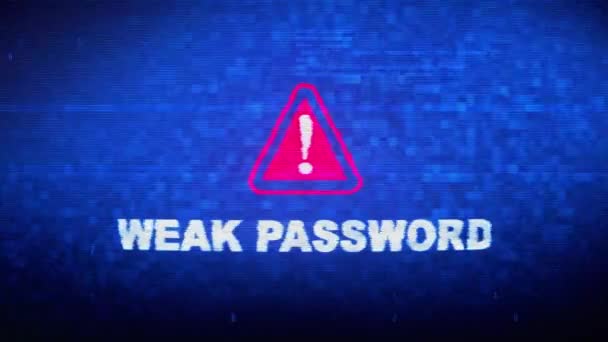 Mot de passe faible Texte Bruit numérique Twitch Glitch Effet de distorsion Erreur Boucle Animation .