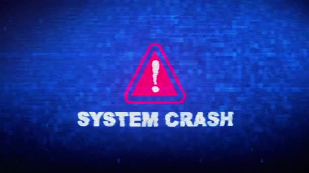 SYSTEM CRASH Text Digital Noise Twitch Glitch Distortion Effect Error Loop Animation. — Stock Video