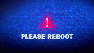 Lütfen Metin Dijital Gürültü Twitch Glitch Bozulma Etkisi Hata Döngüsü Animasyon Yeniden Başlatın.