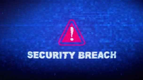 Security Breach Text Digital Noise Twitch Glitch Distortion Effect Error Animation. — Stock Video
