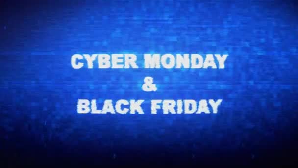 Cyber Pazartesi Black Friday Metin Dijital Gürültü Twitch Glitch Bozulma Etkisi Hata Animasyon. — Stok video