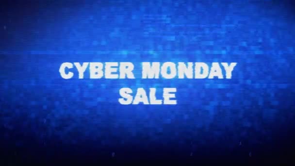 Cyber Monday uitverkoop tekst digitale ruis twitch glitch Distortion effect error animatie. — Stockvideo