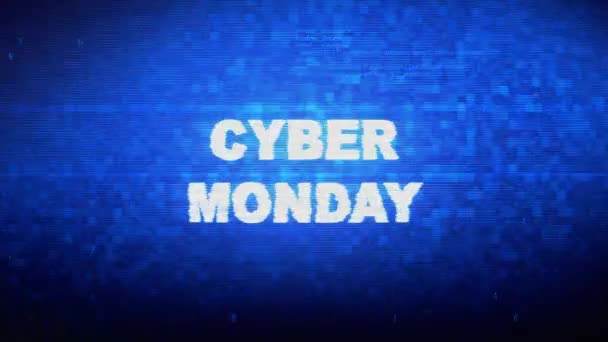 Cyber Monday Text Digital Noise Twitch Glitch Distortion Effect Error Animation. — Stock Video