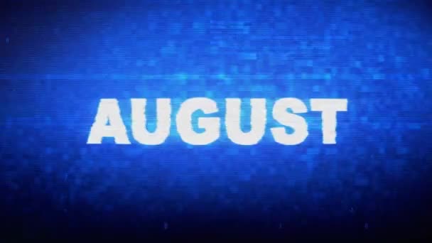 August Text Digital Noise Twitch Glitch Distortion Effect Error Animation. — Stock Video