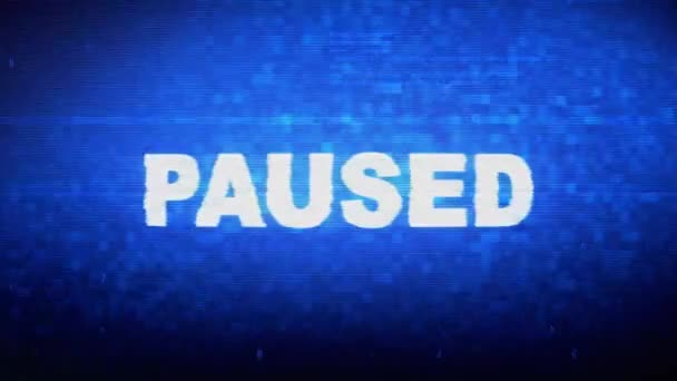 Paused Text Digital Noise Twitch Glitch Distortion Effect Error Animation. — Stock Video