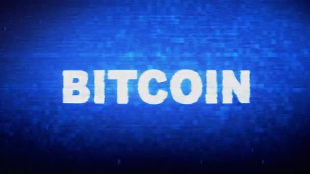 Bitcoin Texte Bruit numérique Twitch Glitch Effet de distorsion Animation d'erreur .