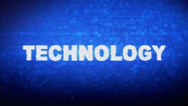 Technologie Text Digital Noise Twitch Glitch Verzerrungseffekt Fehleranimation. — Stockvideo