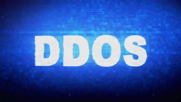 DDOS Texto Digital Ruido Twitch Glitch Efecto de distorsión Animación de errores . — Vídeos de Stock