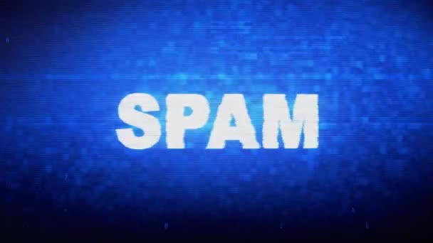 Spam-Text Digital Noise Twitch Glitch Verzerrungseffekt Fehleranimation. — Stockvideo