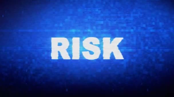 Risk text digital buller rycka glitch förvrängning effekt fel animation. — Stockvideo